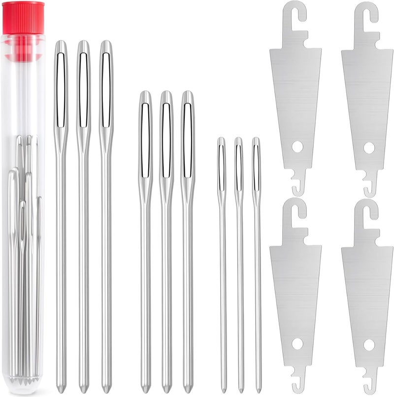 DCCLISENCE 9 Pcs Large Eyes Sewing Needles with 4 Pcs Needle Threader, Embroidery Needles for Hand Sewing, Cross Stitch Needles for Hand Sewing, Hand Embroidery (Silver) - Image 1